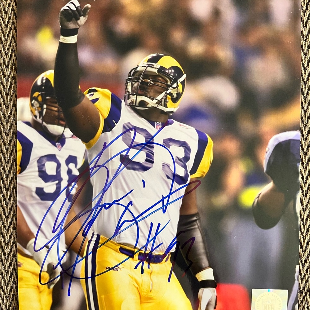 Kevin Carter Signed color 8x10 Photo Rams uniform with COA